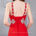 Grace Karin Sexy sem mangas Backless Red Elegant Chiffon Long Vestidos de noite formal Vermelho CL6184